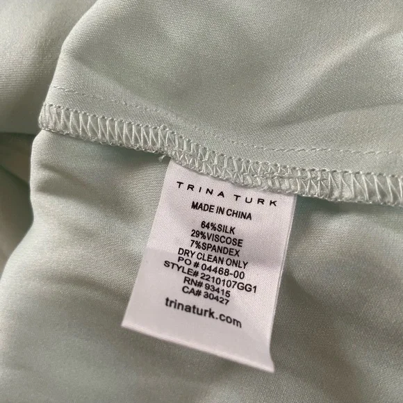 Trina Turk Puff Sleeve Silk Blend Blouse, Blue Frost, Small - Picture 9 of 9